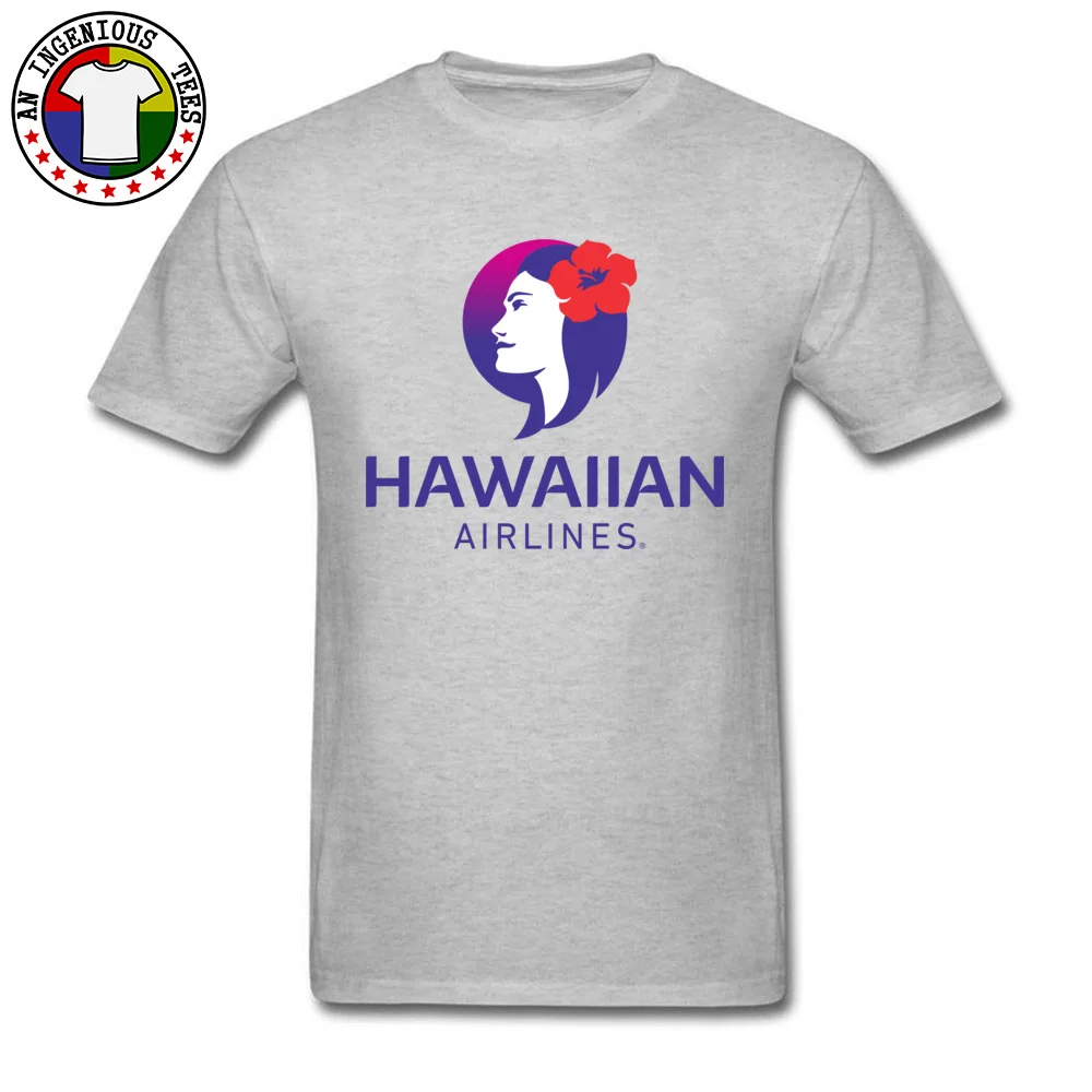 Hawaiian Airlines Gift Lovers Day 100% Cotton Crew Neck Male Tops T Shirt Funny T-Shirt Prevailing Short Sleeve Top T-shirts Hawaiian Airlines grey