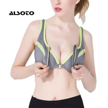 ALSOTO топ женский кроп топ топик топ Для женщин спортивный бюстгальтер женская обувь на застежке-молнии спереди Йога футболки для бега тренажерный зал Фитнес Комфортные кроп-топы двойные слои бюстгальтер для женщин