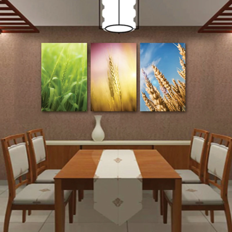 Comedor cocina sala decorativos cuadros 3 unidades de tres colores lienzo trigo pintura restaurante cafe vajilla.jpg