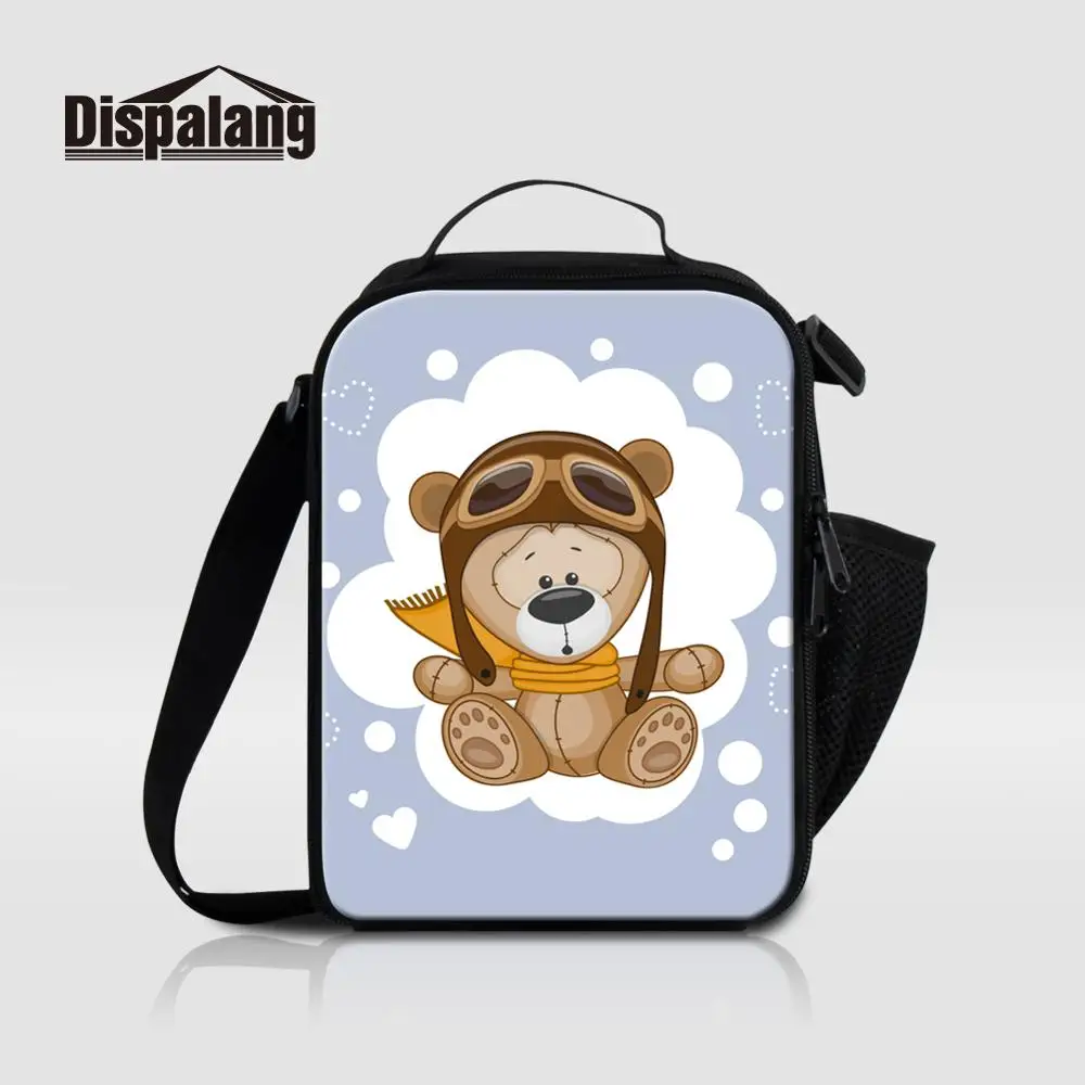 Dispalang Lover сумка-холодильник Детская коробка для завтраков для маленьких мальчиков и девочек принт мультяшного медведя школьная термоизолированная пиниковая коробка для еды - Цвет: Серый