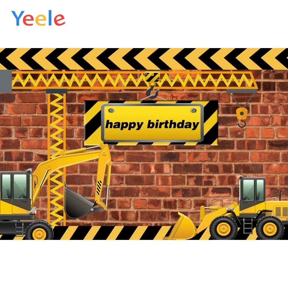 

Yeele Baby Birthday Party Photography Backgrounds Excavator Brick Wall Vinyl Custom Photographic Backdrop For Photo Studio Props