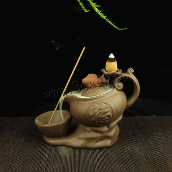 

Traditional Chinese Creative teapot Backflow Incense Cones Burner Incense Holder Ceramic Aroma Censer Fashion Simple Decoration