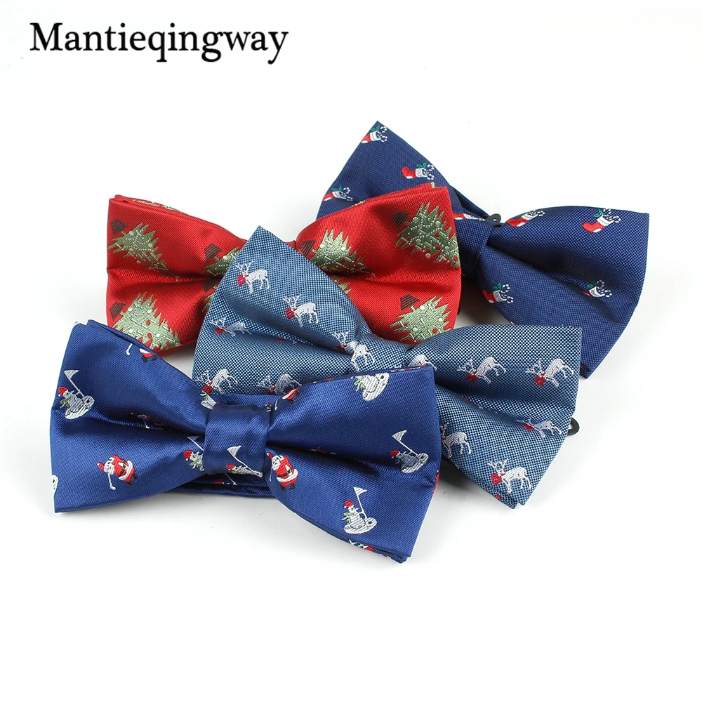 

Mantieqingway Brand Men's Bowtie Mens Polyester Bow Tie for Wedding Bridegroom Slim Christmas Bow Ties Santa Claus Elk Bowties
