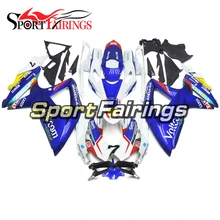 Moto Kits de Injeção ABS Carenagem Para Suzuki GSXR600-750 Ano 2008 2009 2010 Carenagens GSXR750 K8 Quadros Acessórios 7 Azul Branco