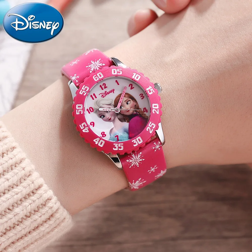 

Disney Princess Frozen Sofia Girls Buckle PU Band Japan Quartz Red Pink Purple Watches Cuties 3ATM Waterproof Watch For Children