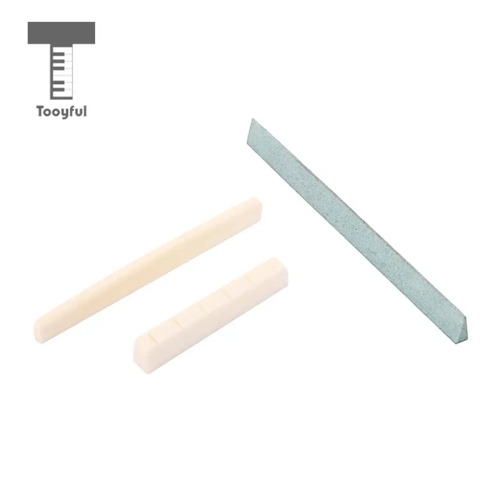 Tooyful 1 Set Natural Bone Saddle Nut&Guitar Sander Sanding Polish for Classical Guitar Parts
