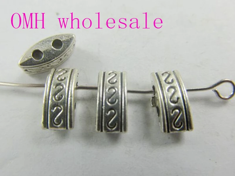 

OMH wholesale 50g 68pcs 10.5x5 mm Retro silver Jewelry accessories Zinc alloy S stripes Ribbon connectors for bracelet PJ206