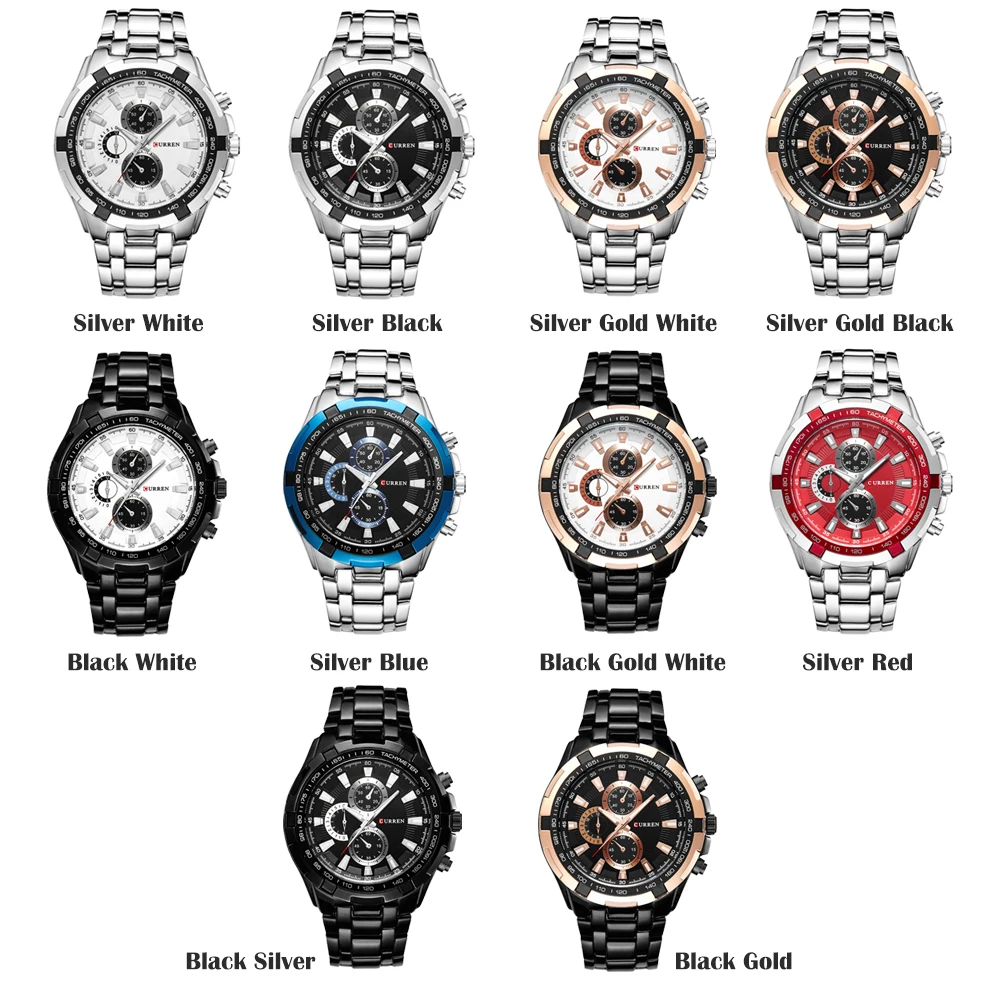 CURREN 8023 Quartz Watch Men Waterproof Sport Military Watches Mens Business Stainless Steel Wristwatch Male Clock reloj hombre 6