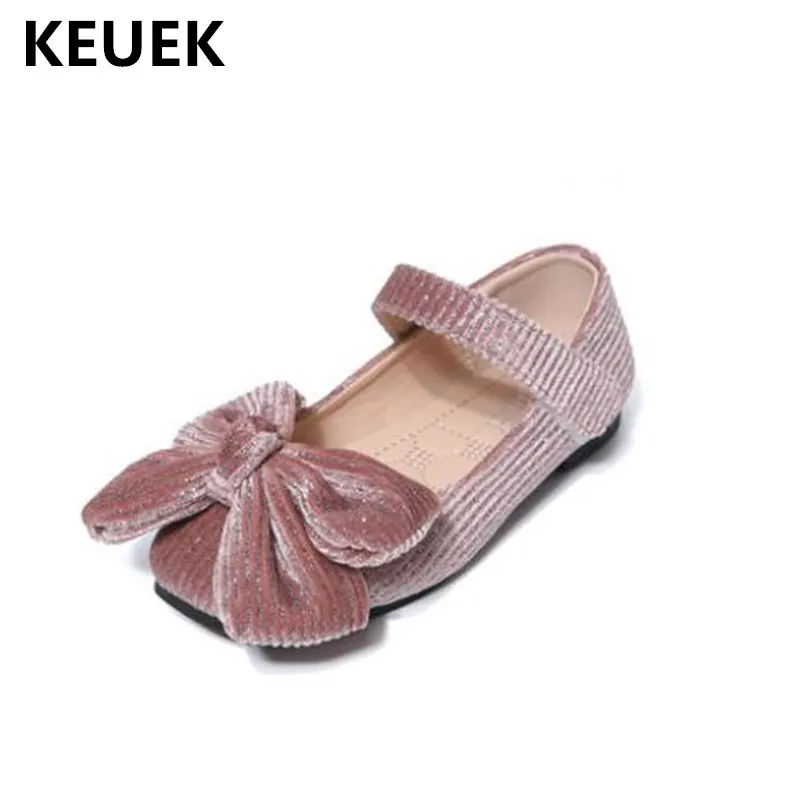 

New Spring Girls Princess Shoes Children Kids Leather Shoes Student Bow Fashion Performance Single Shoes Baby Flats Toddler 018
