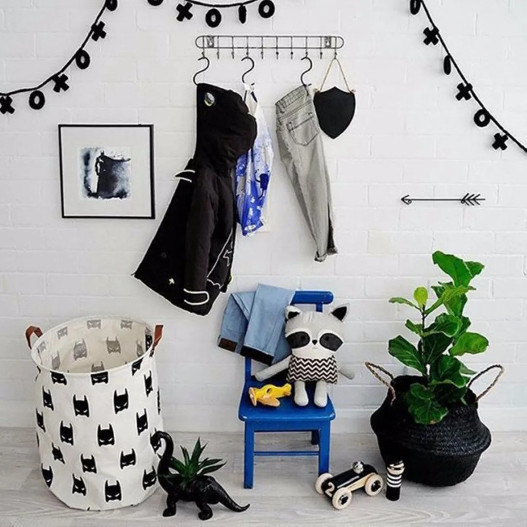 Storage Bucket With Handles Canvas Printing PE Waterproof Kids Toys Storages Barrel Home Washing Clothes Basket 40*50cm Sale