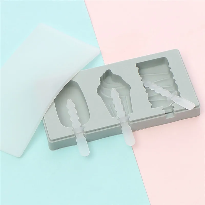 Covered Cartoon 3 Piece Ice Cream Ice Cube Mold Kitchen 2 Colors Multi-type Silicone Homemade Manual Diy Ice Cream Mold Home