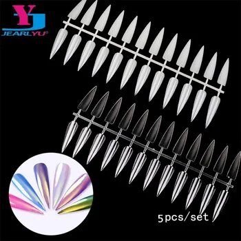 

5set/lot Natural Clear False Nails Tips Oval Stiletto Sharp Full Nail Tips Acrylic UV Gel Full Cover Nail Practice Decoration