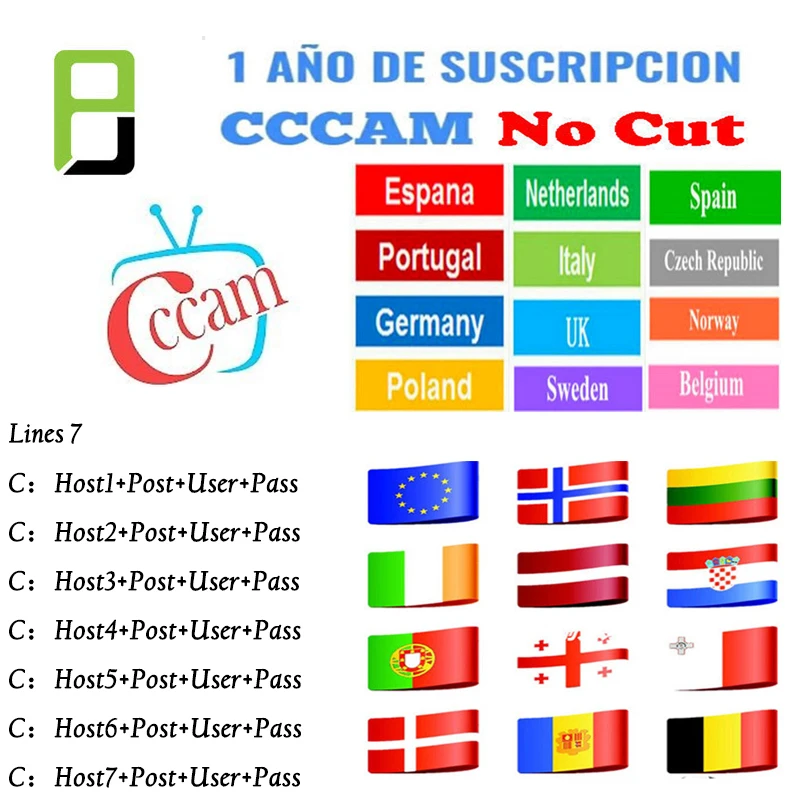 

Digital HD Europe cccam 7 line for 1 year Spain line for DVB-S2 Satallite TV Receiver GT Media V8 Nova CCcam Spain Italy Germany
