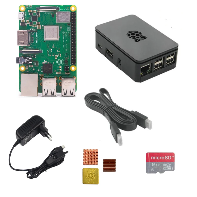 

Raspberry Pi 3 Model B+ with ABS Case 5V 3A Power Adapter Aluminum Heat Sink and HDMI cable SD Card Optional for RPI 3 B plus