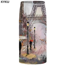 KYKU Eiffel Tower Skirts Women City Floral Paris