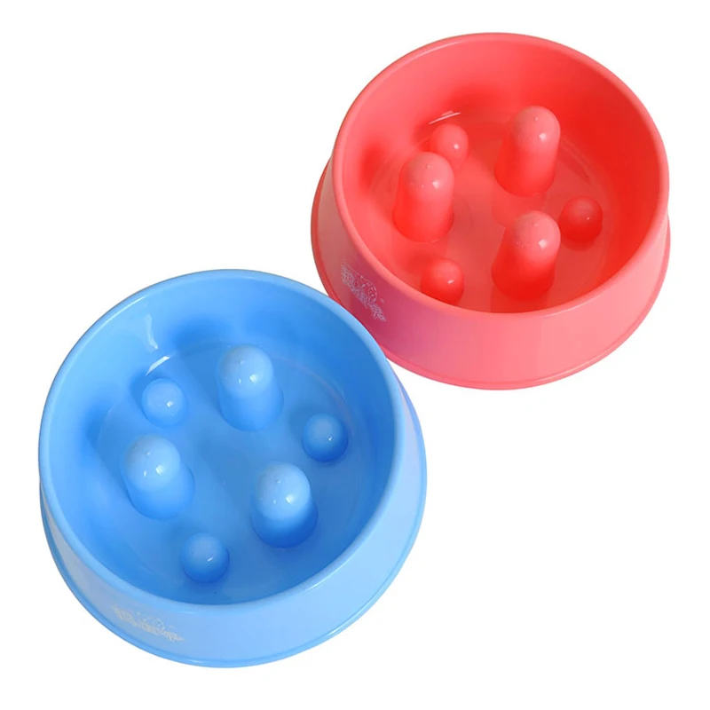 Candy Color Plastic Prevent Choking Dog Feeding Bowl Cat Food Dish Pet