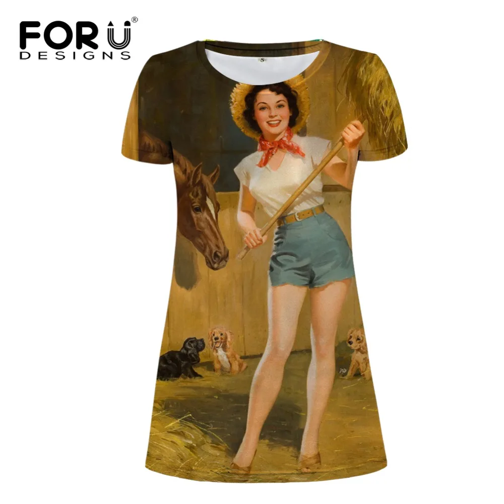 FORUDESIGNS Pin Up Vestido Mujer Harajuku camiseta vestido manga corta Funny Ladies verano Ropa vestidos para niñas S M L XL nuevo FORUDESIGNS Pin Up Vestido Mujer Harajuku camiseta vestido manga corta Funny Ladies verano Ropa vestidos para niñas S M L XL nuevo