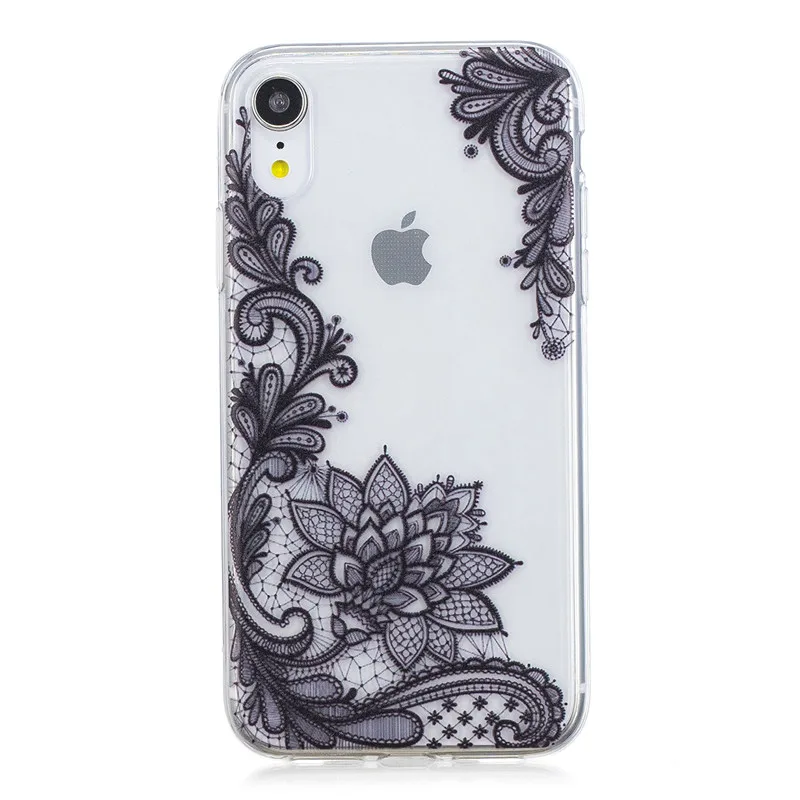 For Coque iPhone XR Case on For Fundas iPhone XR Cases 6.1 inch Cute Cartoon Painted Clear Soft Silicone Case Cover Women Men