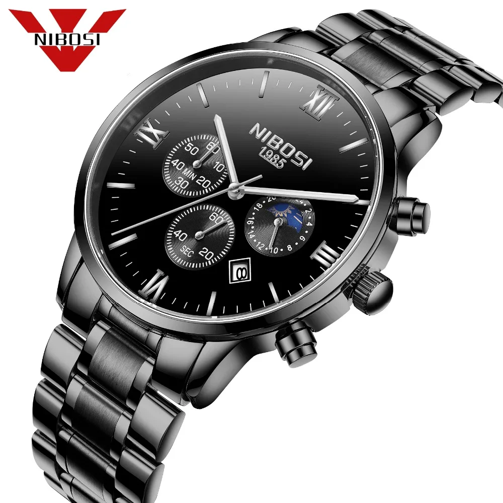 

NIBOSI 2018 New Type Men Business Watch Top Brand Luxury Man Military Wrist Watches Men Clock Male Genuine Metal Waterproof