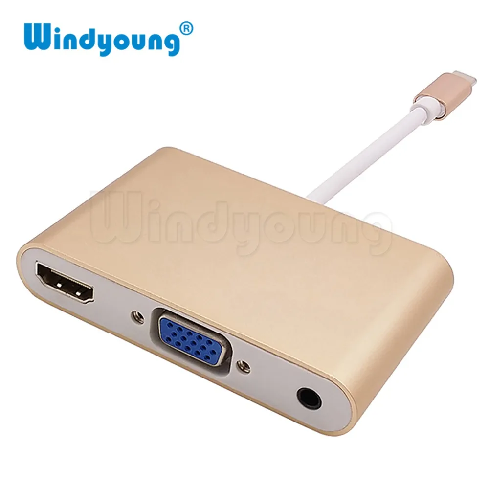 USB C Type к HDMI VGA 3 5 мм аудио адаптер в 1 кабель конвертера для ноутбука Macbook Google Chromebook