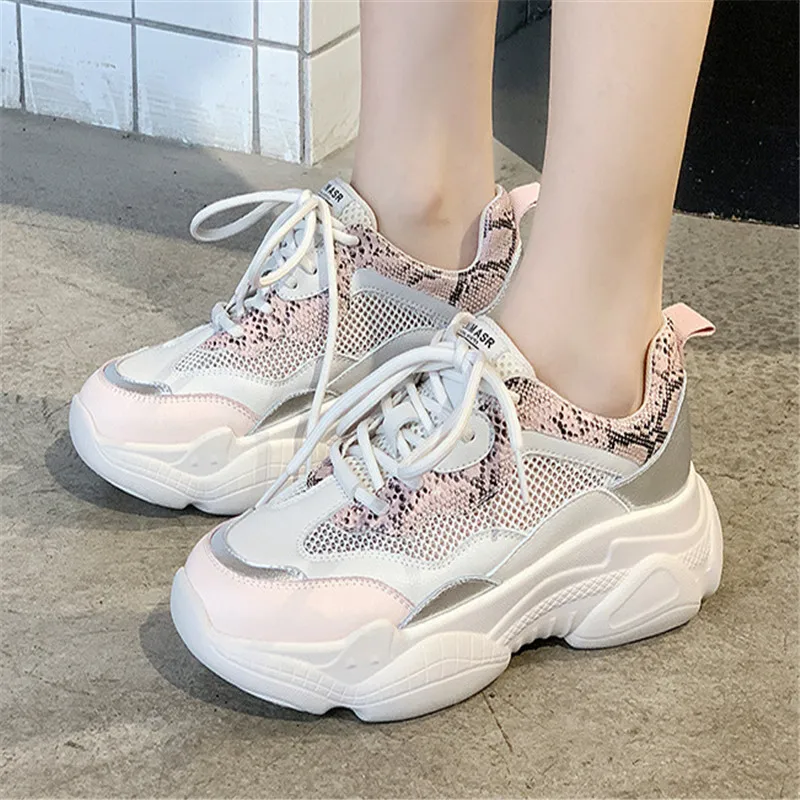 New casual women's shoes summer hot mesh gauze platform sports shoes fashion comfortable breathable wild women's single shoes