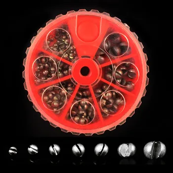 

5/7 compartments Fishing Sinker set Split Lead Shot Sinker Round Split Shot bite Lead Weight Fishing Tackle Accessories Pesca