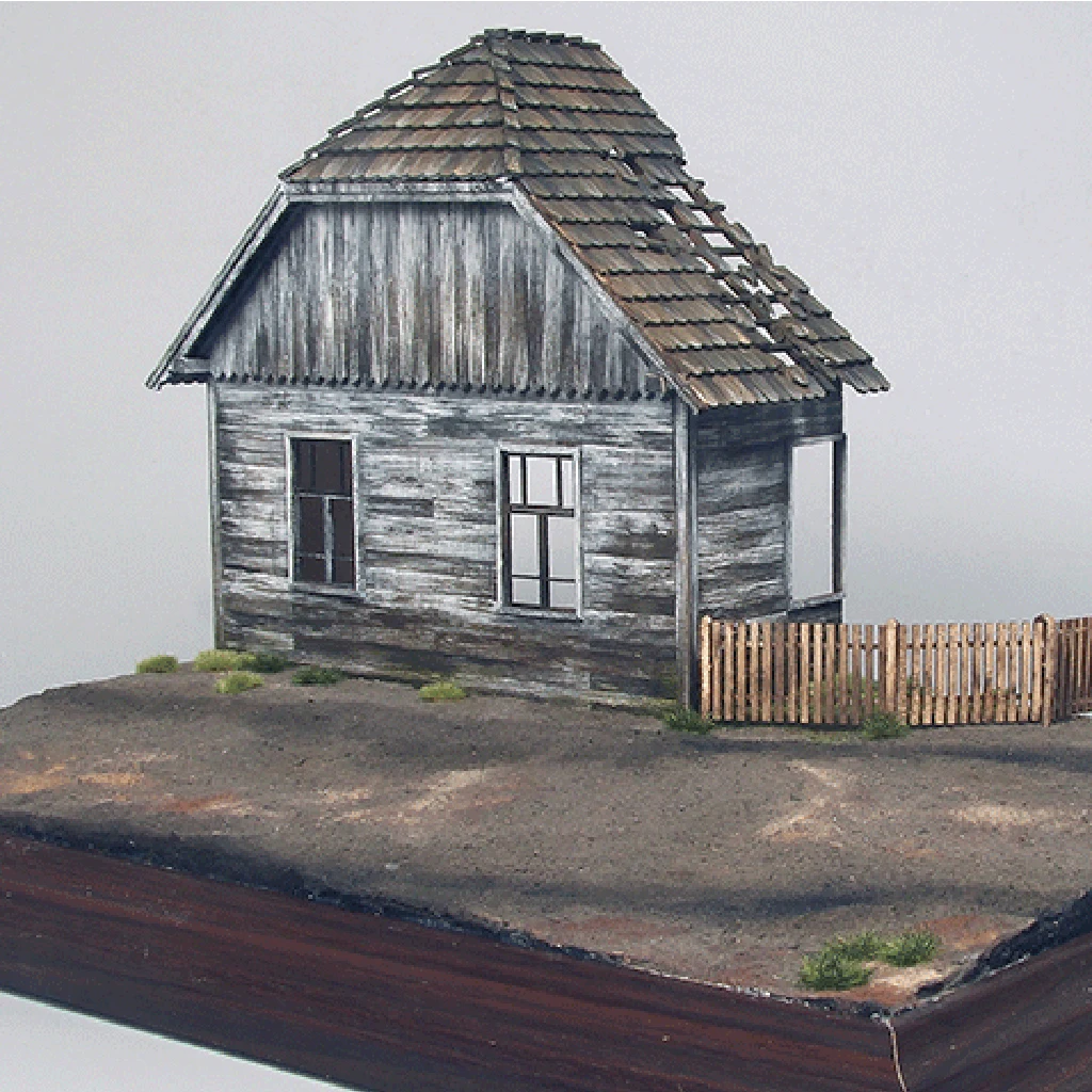  1/35 Wooden European House Diorama Battlefield Ruins Military Building Scenes Kit