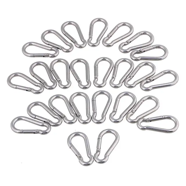 25pcs 10pcs 5pcs 304 Stainless Steel M4 M5 M6 Multifunctional  Spring Snap Carabiner Quick Link Lock Ring Hook 1