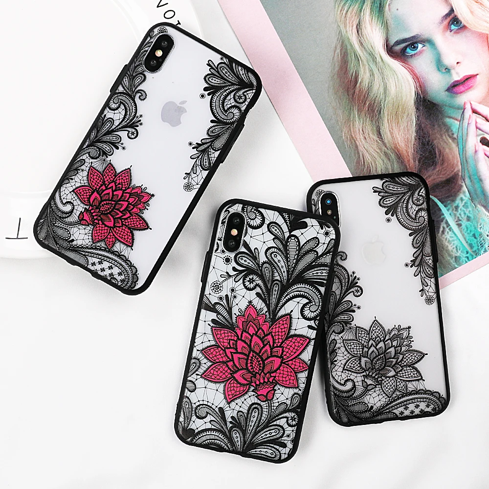 Чехол lovecom для iPhone XS, XR, XS, Max, X, 8, 7, 6, 6S Plus, 5, 5S, SE, мягкий ТПУ+ PC, тисненый Винтажный кружевной чехол для телефона с цветочным рисунком, чехол s, подарок