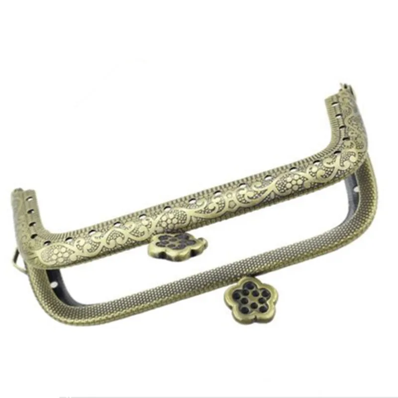 

10Pcs Rectangle Metal Purse Bag Frame Kiss Clasp Lock Flower Vintage Bronze Tone 9x5.5cm