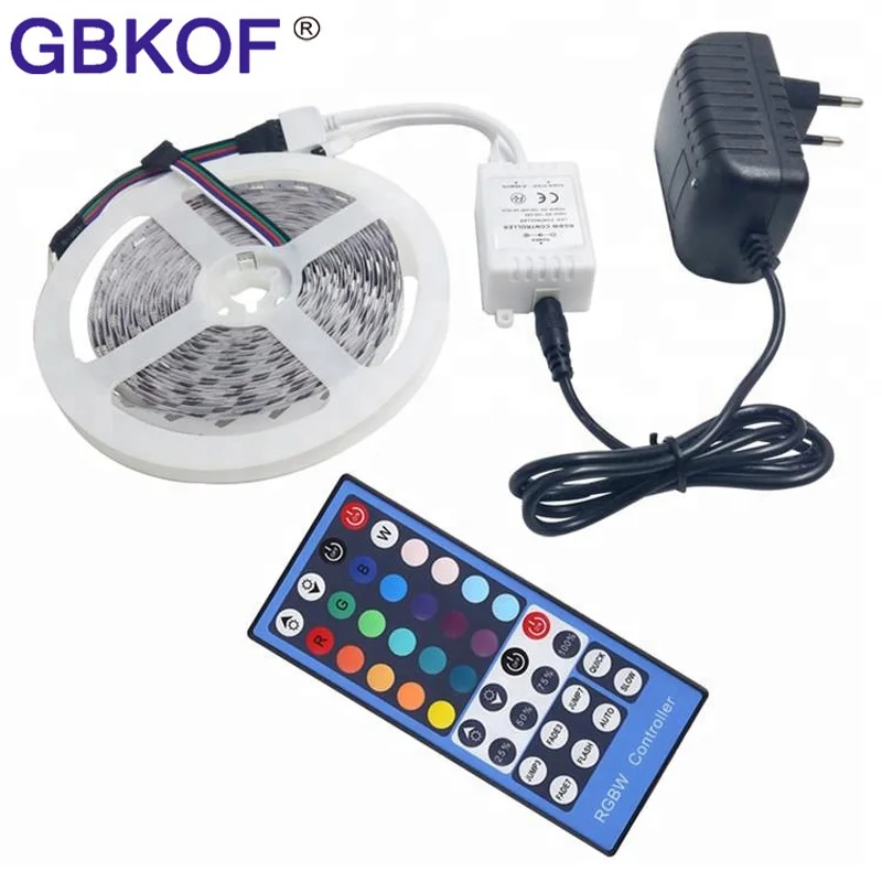 

10m 5m/roll DC 12V RGB LED Strip Waterproof rgbw rgbww SMD5050 60led/m Flexible stripe neon Light LED Tape diode+control+adapter