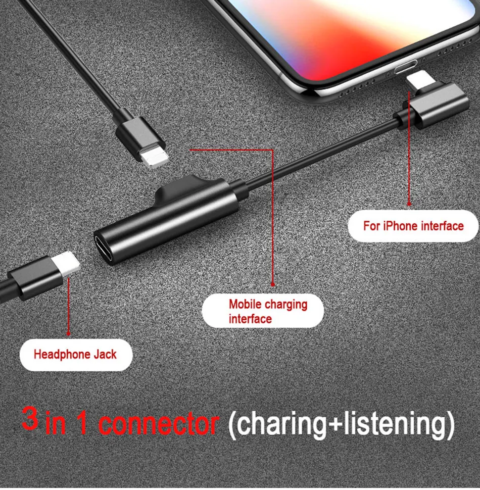 !ACCEZZ 2 in 1 Charging Audio Adapter For iphone X 8 7 Plus IOS 10.311 Dual Lighting Charge Jack to Earphone AUX Splitter Cable (9)