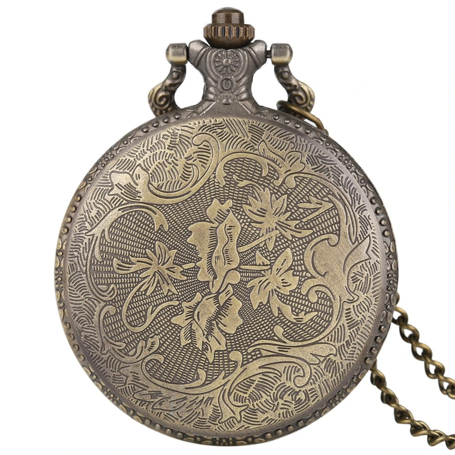 Creative Wild Wolf Retro Bronze Pocket Watch Men Women Fashion Pendant Awesome Animal Quartz Clock with Necklace Chain Gift Bag xmas gifts (2)