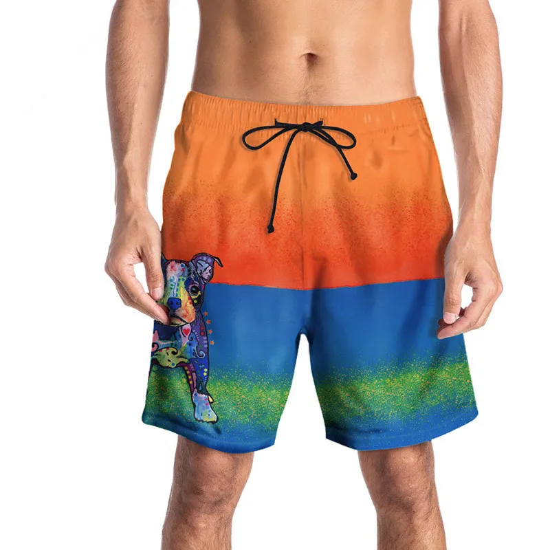 2018 г. Лидер продаж мужские шорты кэжуал летние выходные пляж обшитые мужские шорты Пёс из мультфильма Короткие штаны с принтом в стиле