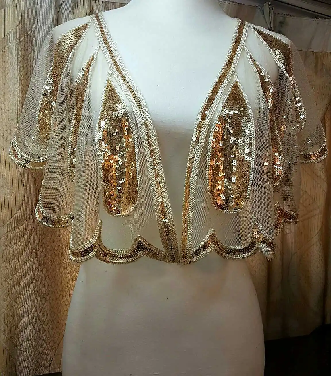 Женский винтажный кардиган Gatsby Короткий кружевной с полупрозрачной вышивкой