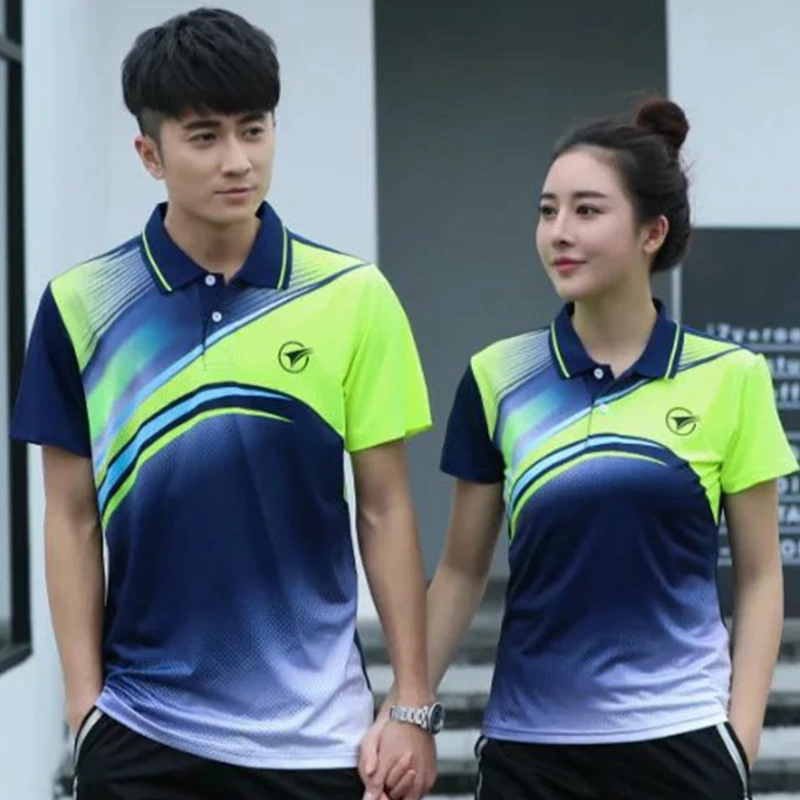 

Sports Brand Quick Dry Breathable Badminton Shirt,Women Men Table Tennis Team Running Fitness Exercise Training Polo T Shirts