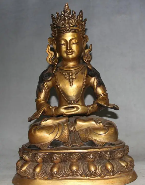 

Details about 16" Tibetan Buddhism Copper 24K Gold Seat Amitayus Longevity God Goddess Statue
