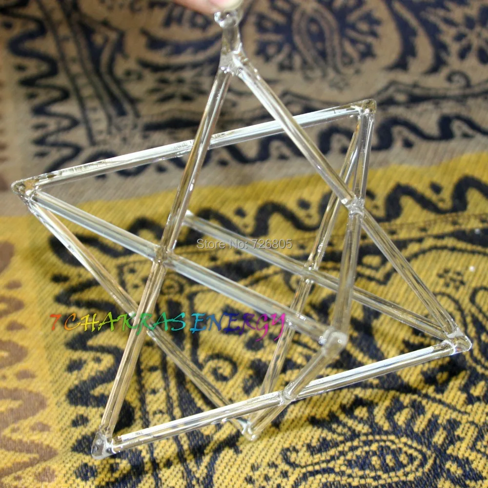 

10 inches crystal singing double pyramid for healing energy merkaba pyramid