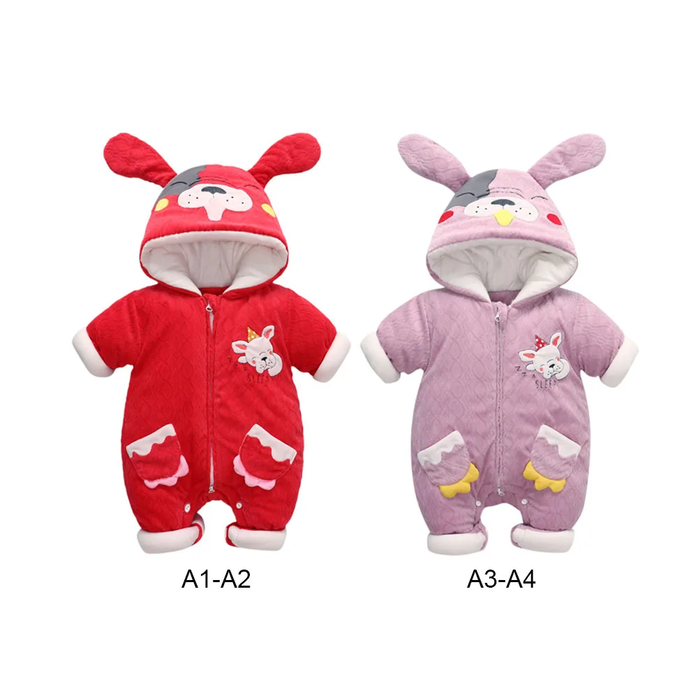 

Baby boys girls winter Rompers newborn baby long sleeve warm hoodies jumpsuits for baby toddler velvet cotton clothing