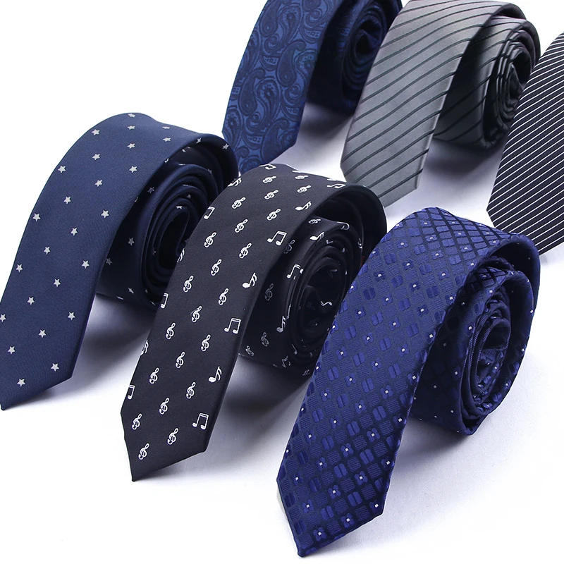 

Top Quality Mens Ties Unique Jacquard Weave Casual 5cm Slim Ties for Men Blue Business Boys Skinny Necktie Pack with Gift BOX