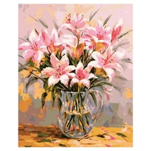 SDFC-бескаркасная Лилия фотография на стене Рисование цветов масляными красками рисунок декора для дома уникальные подарки