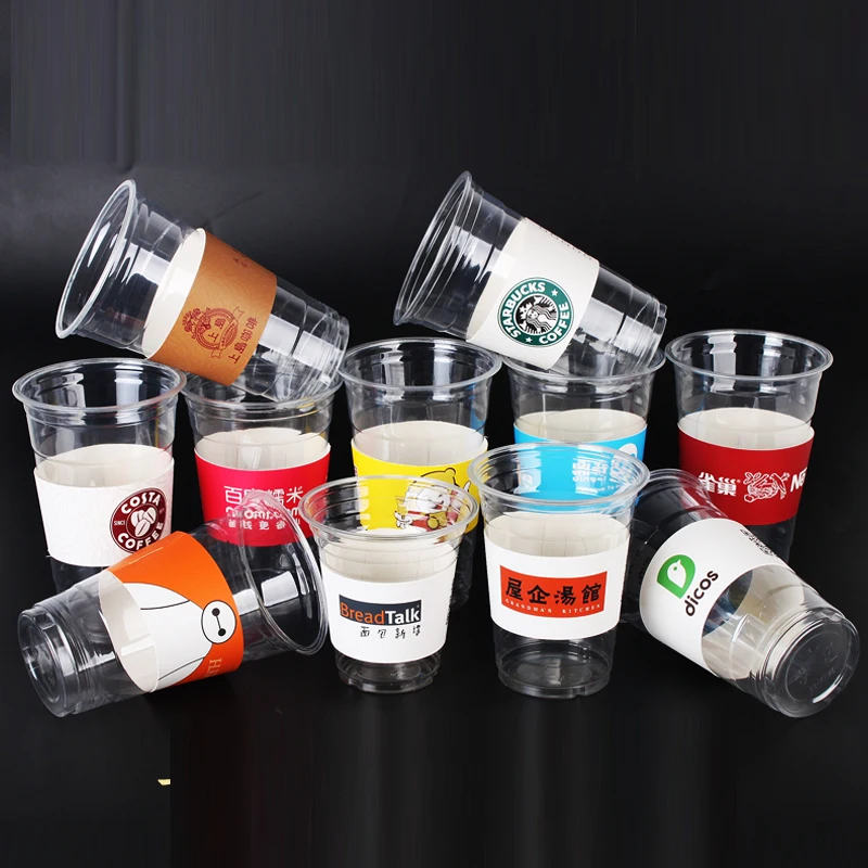 

1000 pcs Custom Disposable Cup sleeve White cardboard paper coffee tea juice Cup sleeve Adjustable size Customized supplier