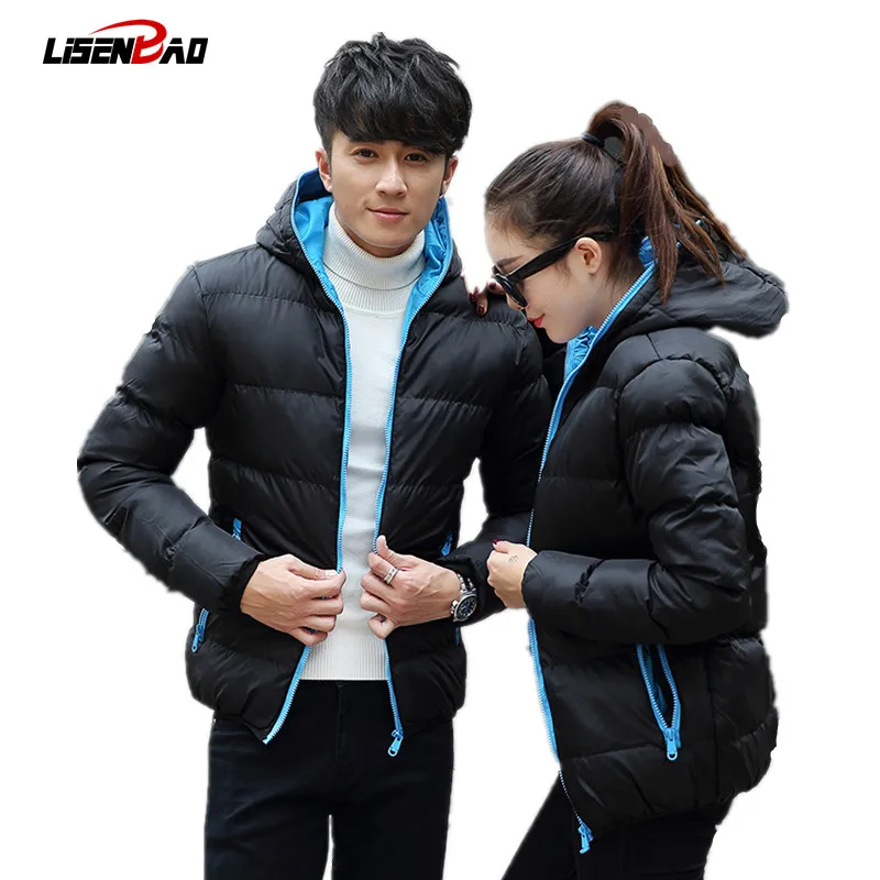 

2016 Warm Outwear Winter Jacket Men Windproof Hood Men Women Love Jacket Size High Quality Jacket 6 Colors Plus Size S-4XL