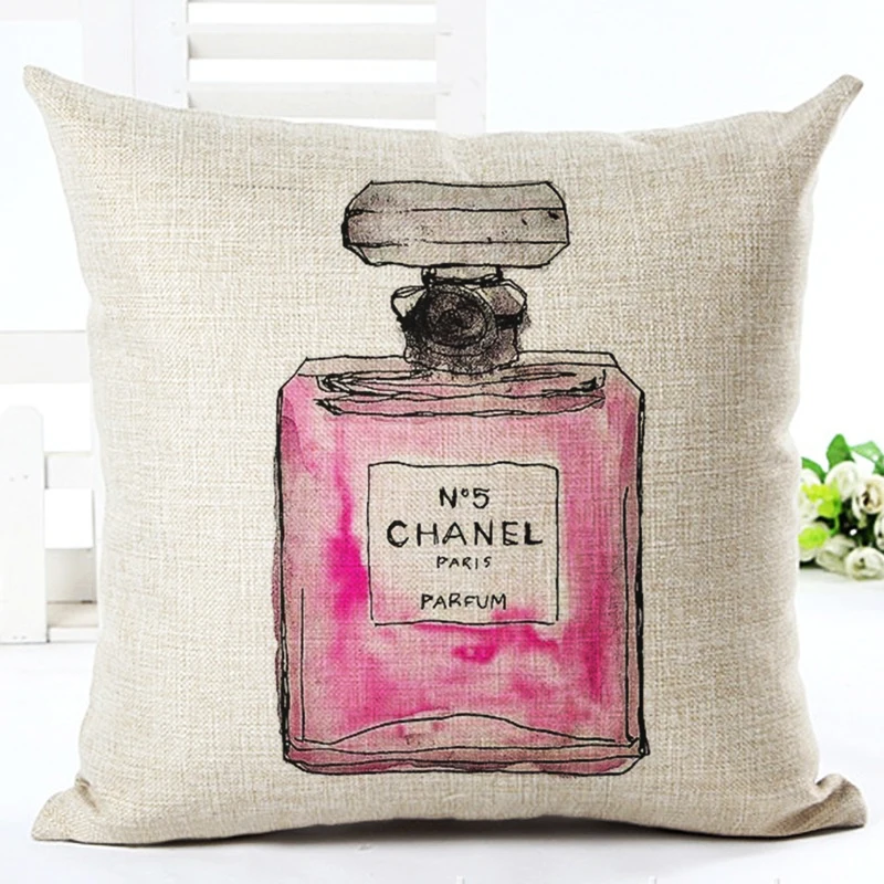 

Pink Perfume Bottle Morden Cushion Cover Car Backrest Pillowcase Sofa Pillow Case Home Decorative Pillow Cover