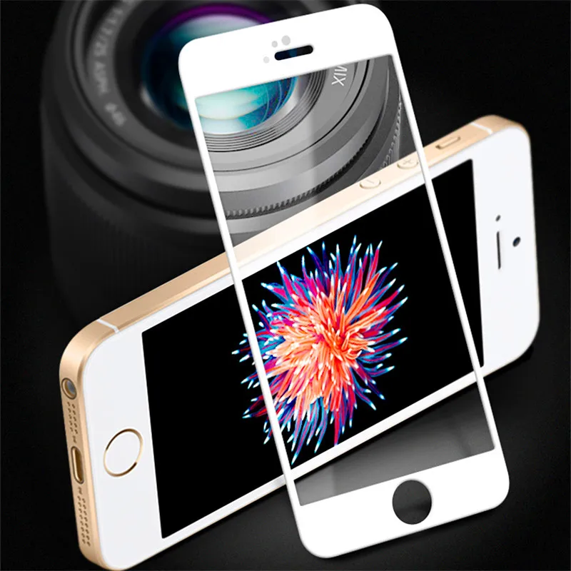 Full Cover Tempered Glass for iphone 5 5C screen protector for iphone 5s se white