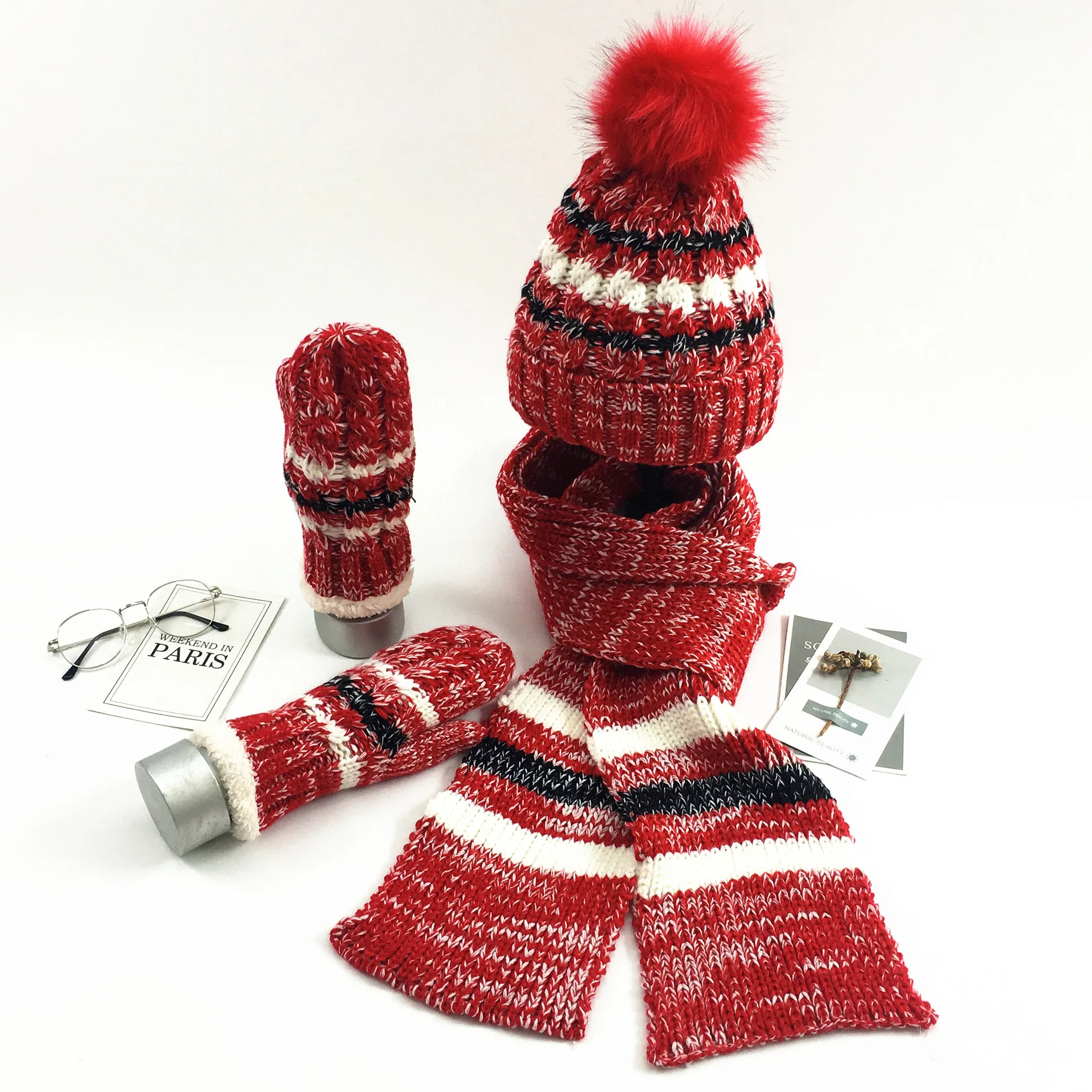 2019 зимняя шапка, шарф, перчатки, набор для женщин и мужчин, уплотненная теплая зимняя шапка для девочек, модная мягкая женская шапка черного