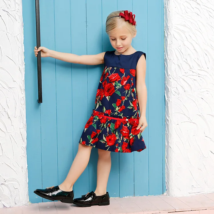 

Girls Princess Dress European and American Style Baby Rose Flower Girls Party Dresses 2018 New Summer Girls Evening Dress