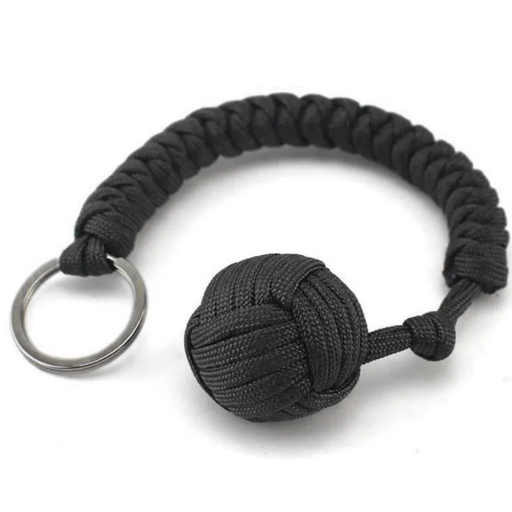 

High Tensile Mountain Climbing Wear Resistant Keychain Handmade Survival Self Defense Paracord Military Portable Steel Ball