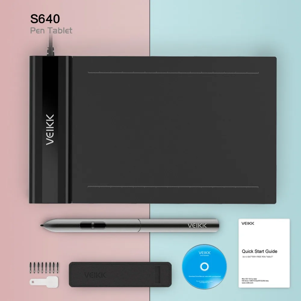  Veekk S640 tabletas de dibujo gráfico 6X4 pulgadas tableta Digital ordenador periféricos pluma 8192