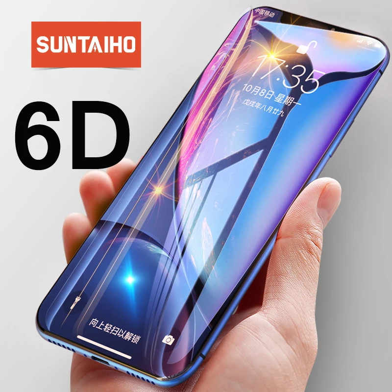 Закаленное стекло 6D для iPhone 7 Plus XR 8 XS MAX 11 Защитное экрана защитное с изогнутыми